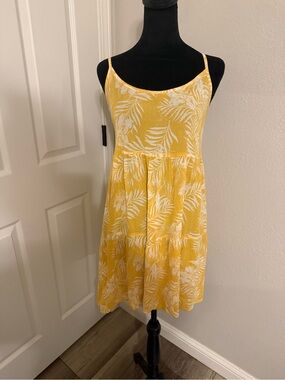 Roxy Yellow Tropical Leaf Maxi Dress